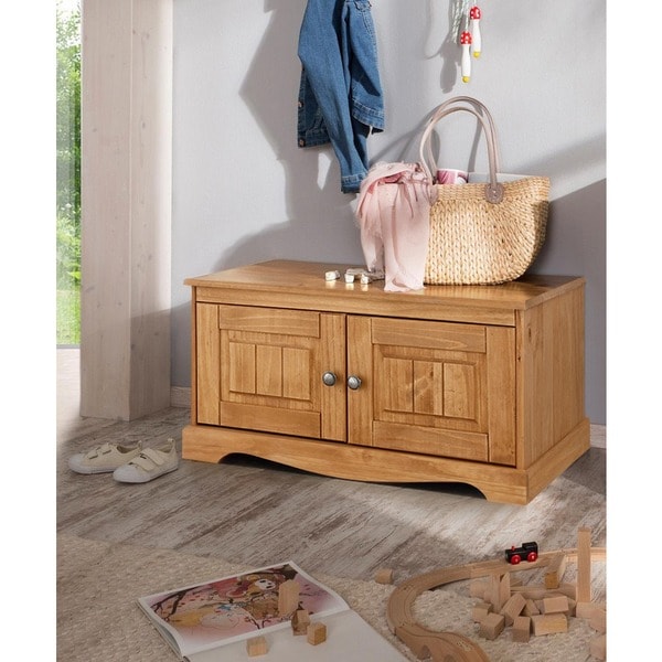 Shop Monty 2 Door Solid Pine Storage Bench Natural