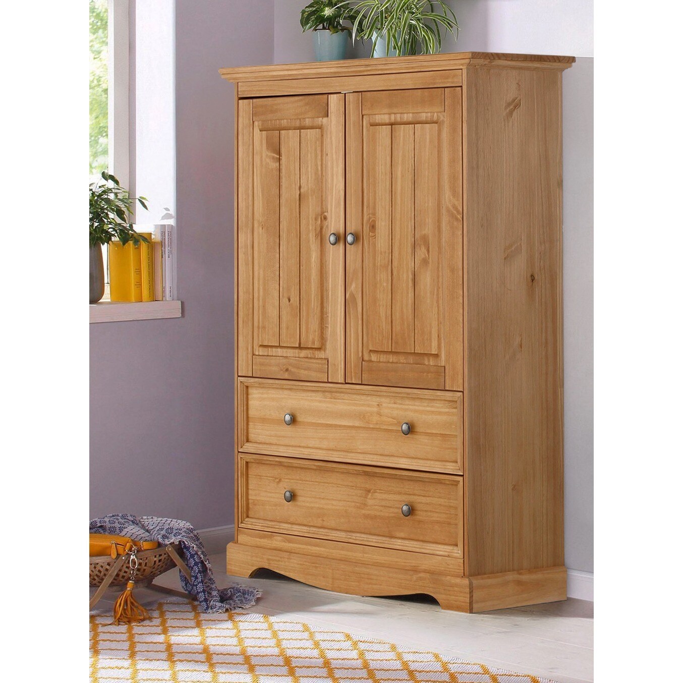 Shop Monty 2 Drawer 2 Door Solid Pine Storage Cabinet Natural