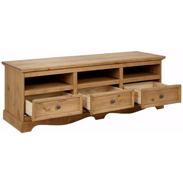 Shop Monty 3 Drawer Solid Pine Tv Unit Natural Free Shipping