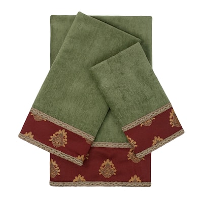 Sherry Kline Melbourne Sage 3-piece Embellished Towel Set - 13 x 18 x 0.5/16 x 25 x 0.5/25 x 48 x 0.5