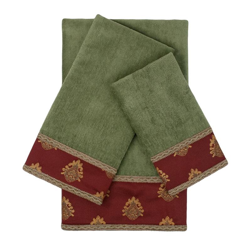 Sherry Kline Melbourne Sage 3-piece Embellished Towel Set - 13 x 18 x 0.5/16 x 25 x 0.5/25 x 48 x 0.5