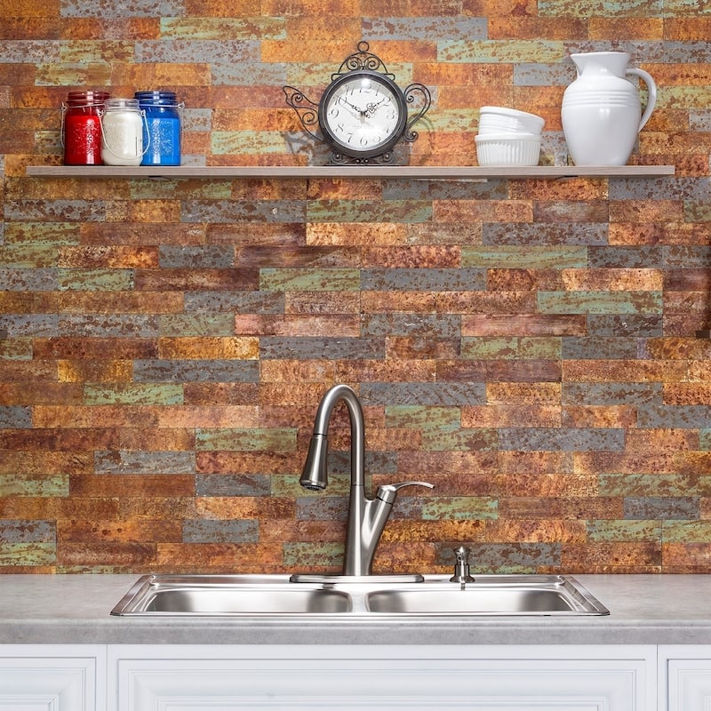 Aspect Peel & Stick 23.6" x 5.9" Tarnished Tin Distressed Metal Panel