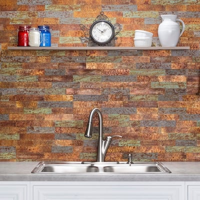 Aspect Peel & Stick 23.6" x 5.9" Tarnished Tin Distressed Metal Panel
