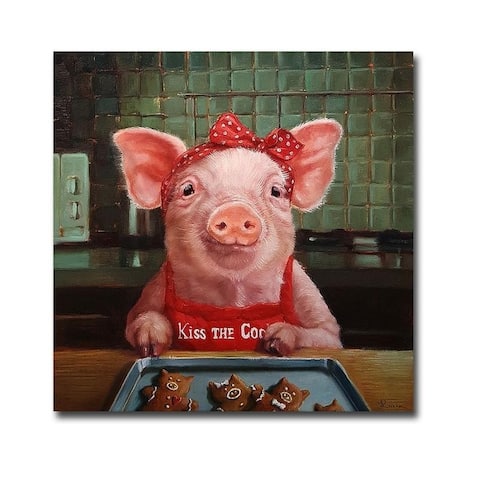Gingerbread Pigs by Lucia Heffernan Gallery Wrapped Canvas Giclee Art (18 in x 18 in, Ready to Hang) - Multi-color
