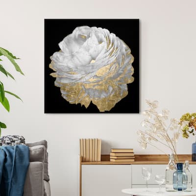 Oliver Gal 'Gold and Light Floral' Floral and Botanical Wall Art Canvas ...