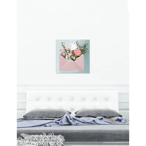 Oliver Gal 'Pastel Flower Mail' Floral and Botanical Wall Art Canvas Print - Pink, Green