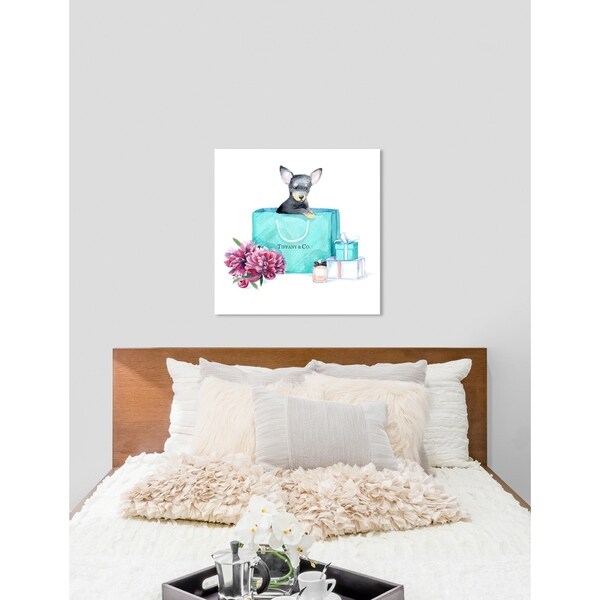 新品 オリバーガル OliverGal ACQUA CHIC CHIHUAHUA Oliver Gal 'acqua chic chihuahua' Floral Teal Blue Contemporary