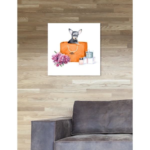 Oliver Gal 'orange chic chihuahua' Dogs and Puppies Orang Wall Art
