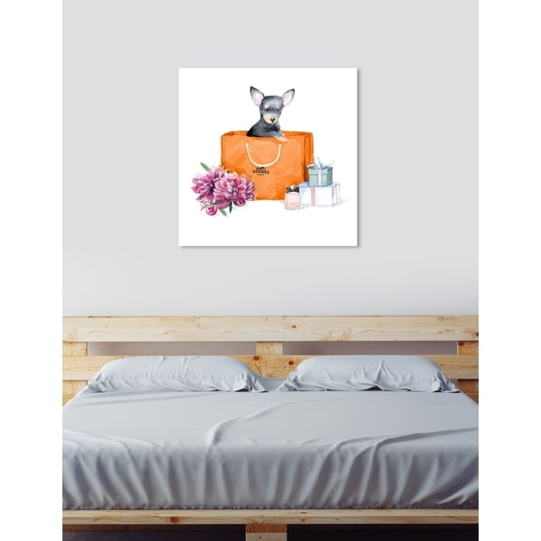 Oliver Gal 'orange chic chihuahua' Dogs and Puppies Orang Wall Art