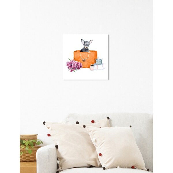 Oliver Gal 'orange chic chihuahua' Dogs and Puppies Orang Wall Art