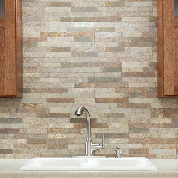 Aspect Peel & Stick 23.6" x 5.9" Ivory Patina Distressed Metal Panel