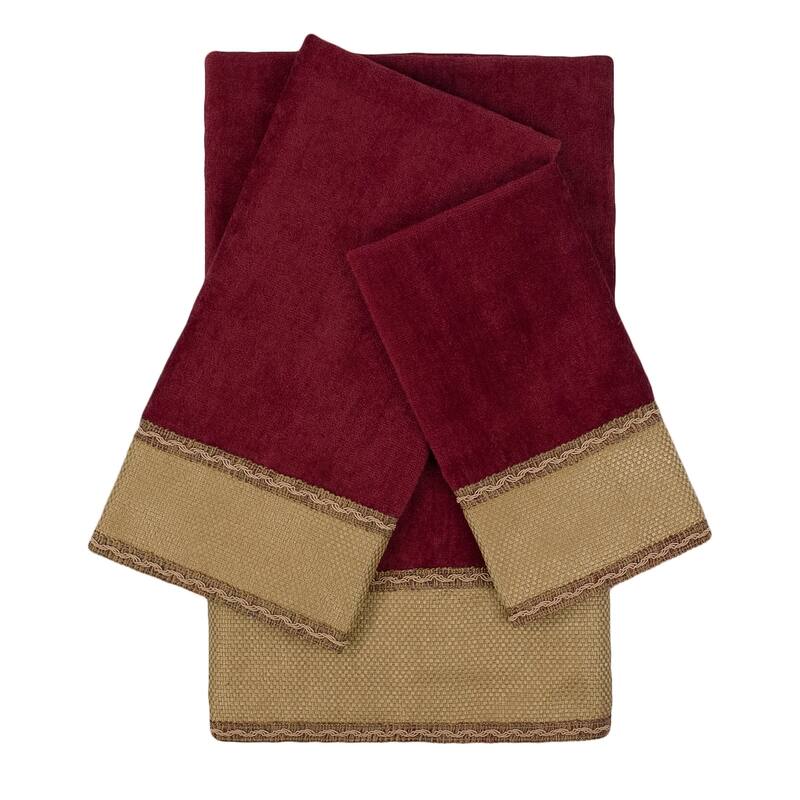 Sherry Kline Frontier Red 3-piece Embellished Towel Set - 13 x 18 x 0.5/16 x 25 x 0.5/25 x 48 x 0.5