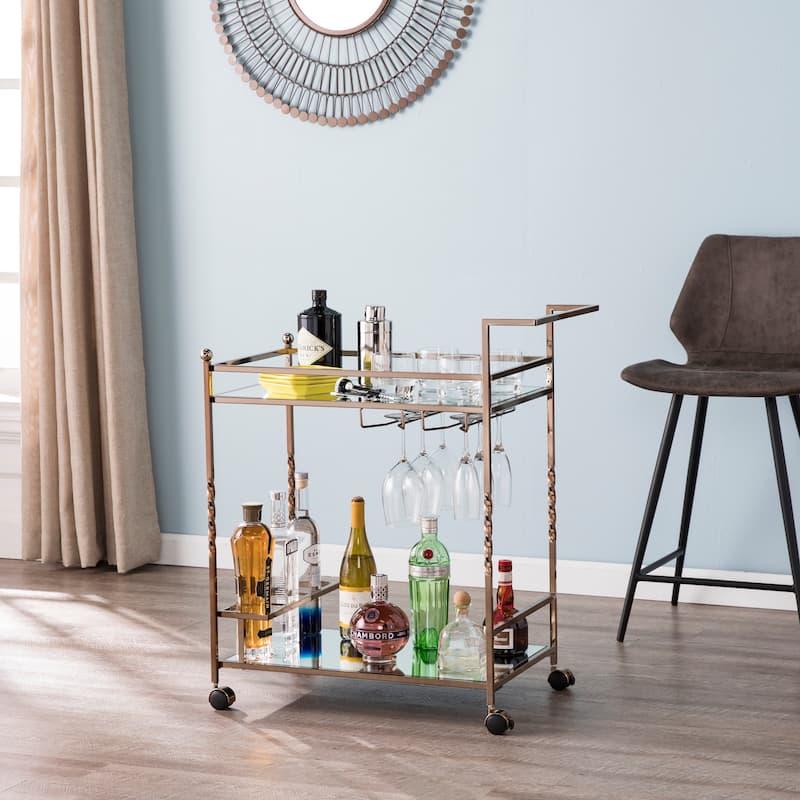 SEI Furniture Garland Metal Mirrored Bar Cart