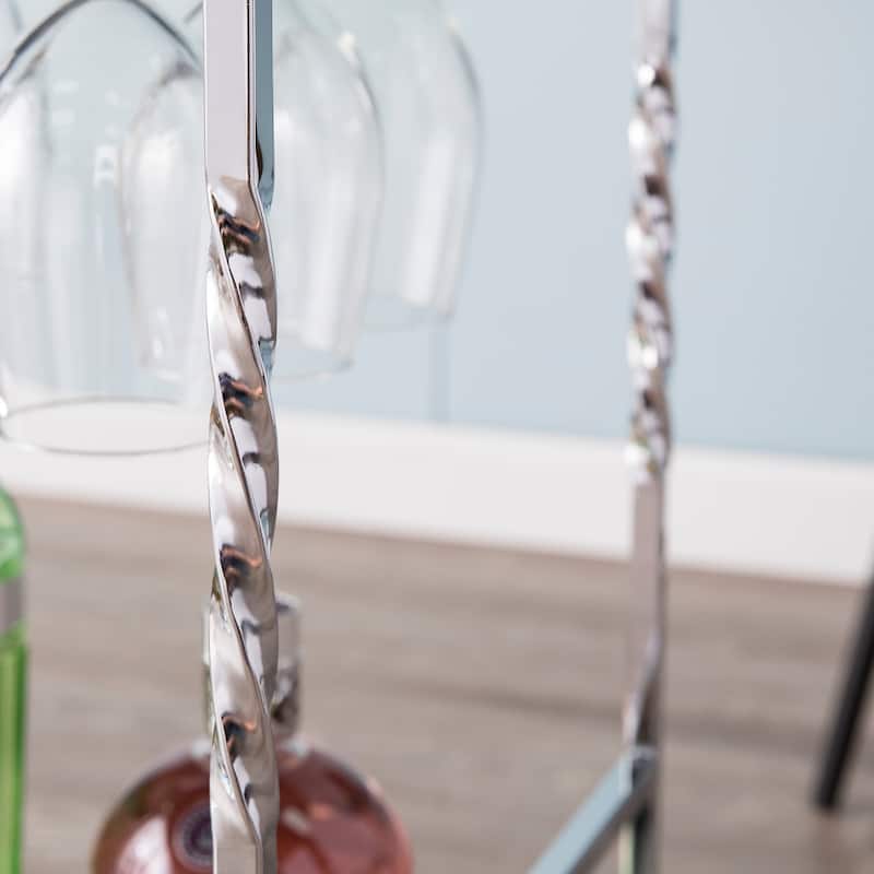 SEI Furniture Garland Metal Mirrored Bar Cart
