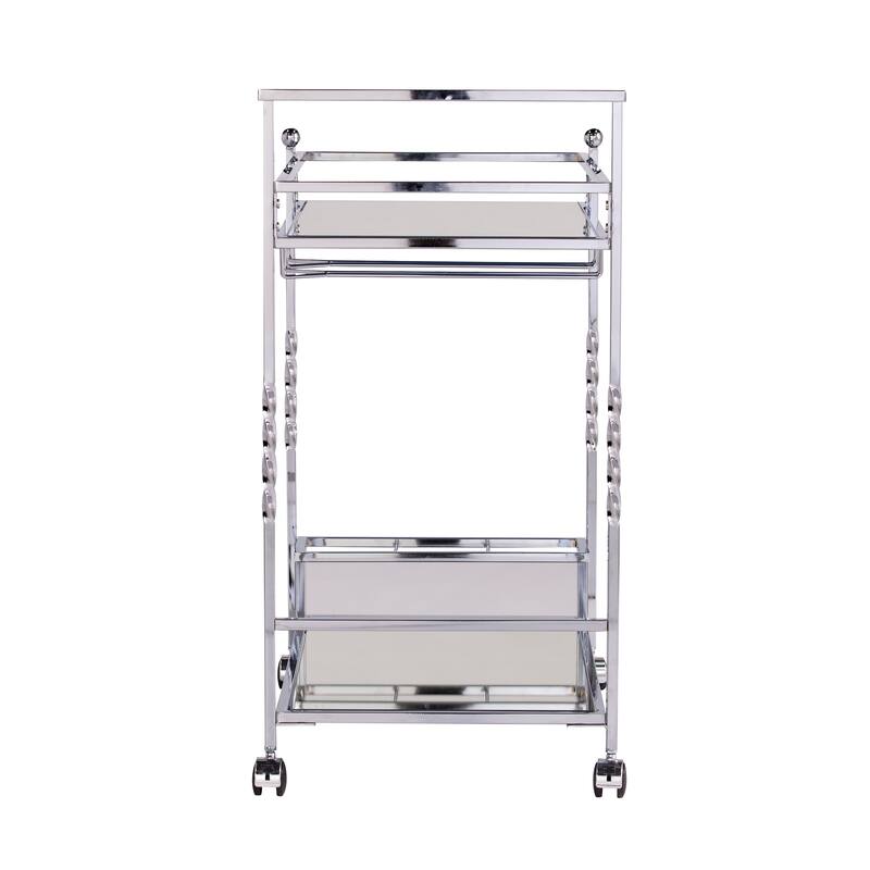 SEI Furniture Garland Metal Mirrored Bar Cart