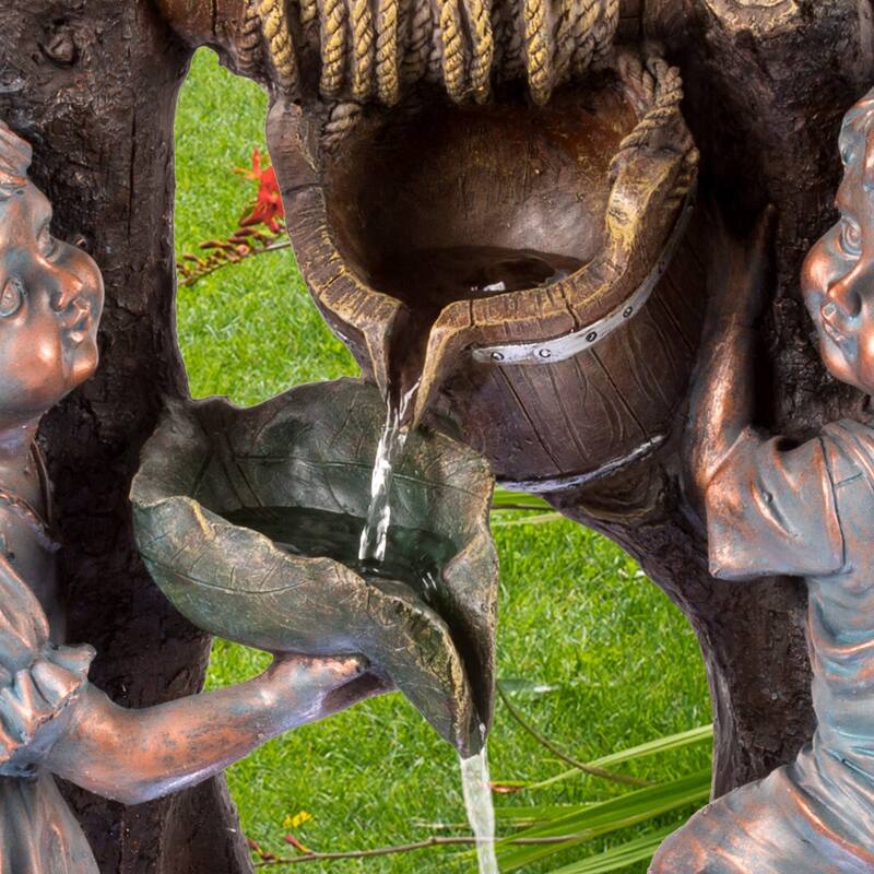 Children at the Well Water Fountain with LED Lights- Lighted Outdoor Fountain with Antique Design by Pure Garden