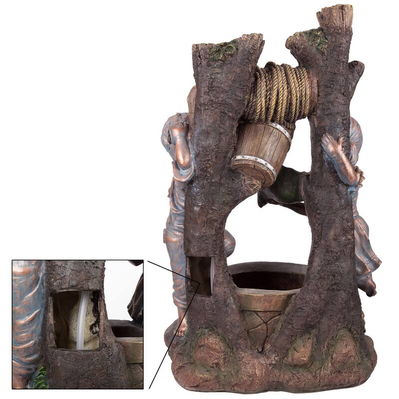 Children at the Well Water Fountain with LED Lights- Lighted Outdoor Fountain with Antique Design by Pure Garden
