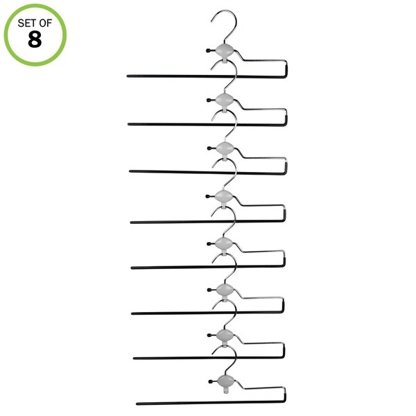 Evelots Swiveling Non Slip Rubber Coated Metal Stackable Pant Hangers- Set/8