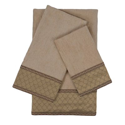 Sherry Kline Luxuriant Taupe 3-piece Embellished Towel Set - 13 x 18 x 0.5/16 x 25 x 0.5/25 x 48 x 0.5