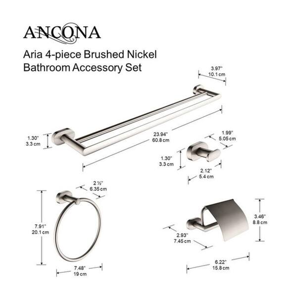 Ancona Aria 4piece Bathroom Accessory Set in Brushed Nickel Bed Bath