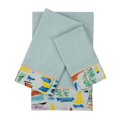 Sherry Kline Sailboat Light Blue 3-piece Embellished Towel Set - 13 x 18 x 0.5/16 x 25 x 0.5/25 x 48 x 0.5