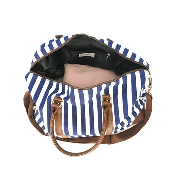 striped travel bag