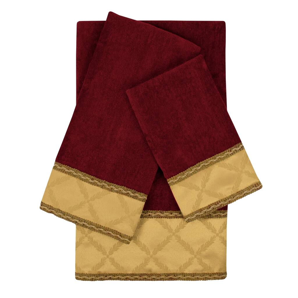 Sherry Kline Zenith Red 3-piece Embellished Towel Set - 13 x 18 x 0.5/16 x 25 x 0.5/25 x 48 x 0.5