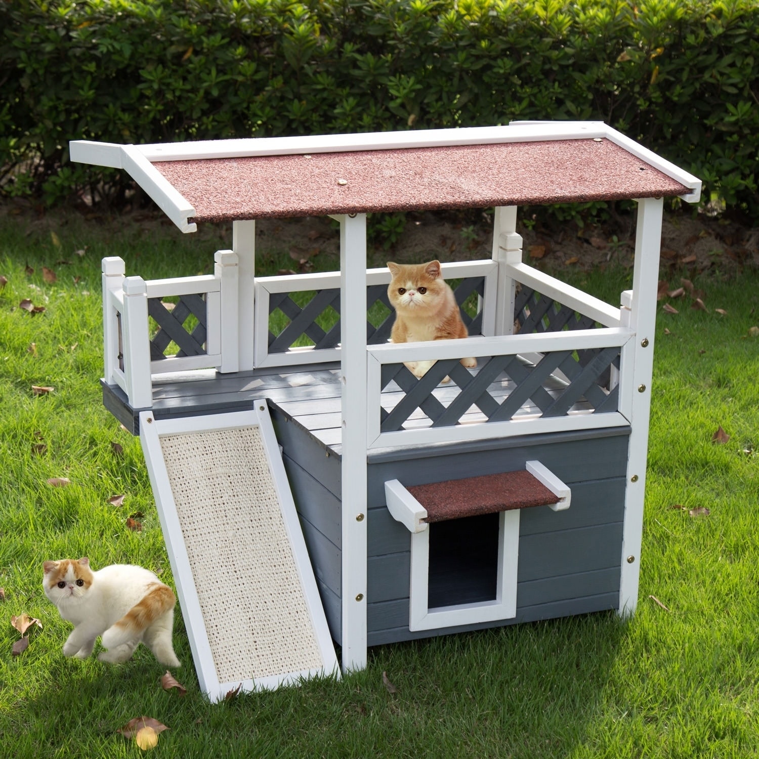 Kinbor Wooden Cat House Indoor Outdoor Kitten Condo Shelter W Details About Kinbor Wooden Cat House Indoor Outdoor Kitten Condo Shelter W Roof Stair