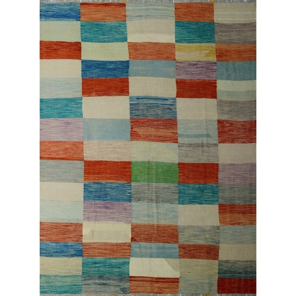 Noori Rug Winchester Kilim Bashiga Rust/Blue Rug - 8'0" x 11'3"