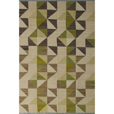 Noori Rug Winchester Kilim Hussein Beige/Brown Rug - 6'10" x 9'8"