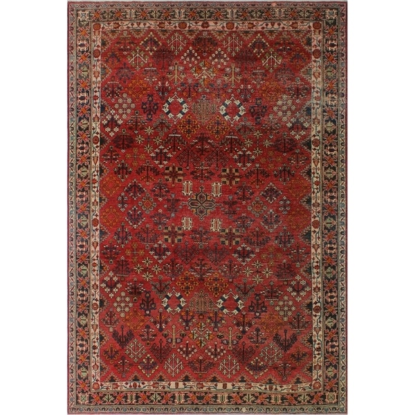 Noori Rug Semi-Antique Distressed Aleena Red/Blue Rug - 6'9" x 10'0"