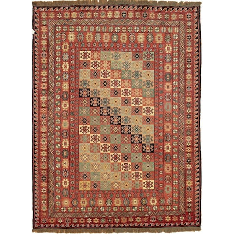 Noori Rug Fine Sumakh Malani Rust/Green Rug - 8'8" x 5'10"