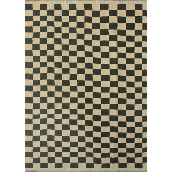 Noori Rug Winchester Kilim Alula Ivory/Drk. Brown Rug - 5'9" x 7'9"