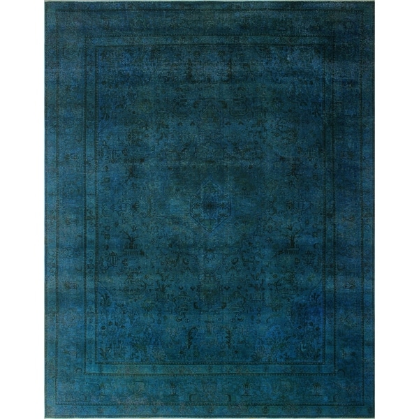 Noori Rug Distressed Overdyed Ayska Blue/Green Rug - 10'2" x 12'8"