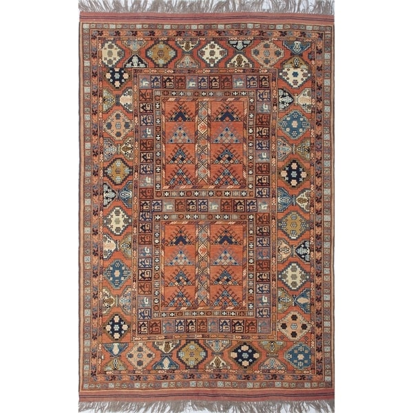Noori Rug Vintage Distressed Sasha Orange/Blue Rug - 5'5" x 8'0"