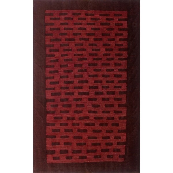Noori Rug Overdyed Kilim Tarif Red/Burgundy Rug - 3'3" x 5'3"