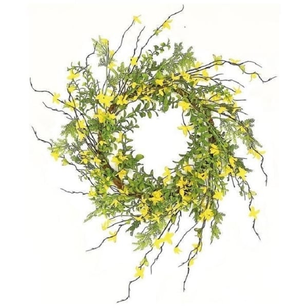 Wild forsythia and twig wreath