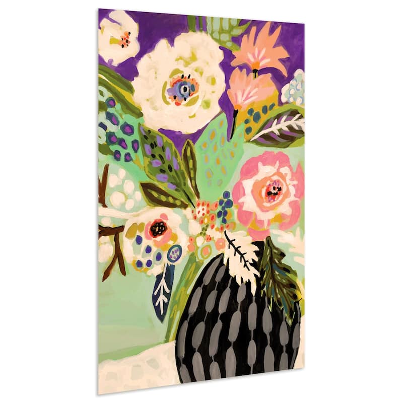 Empire Art"Fresh Flowers in Vase I" Frameless Tempered Glass Wall Art