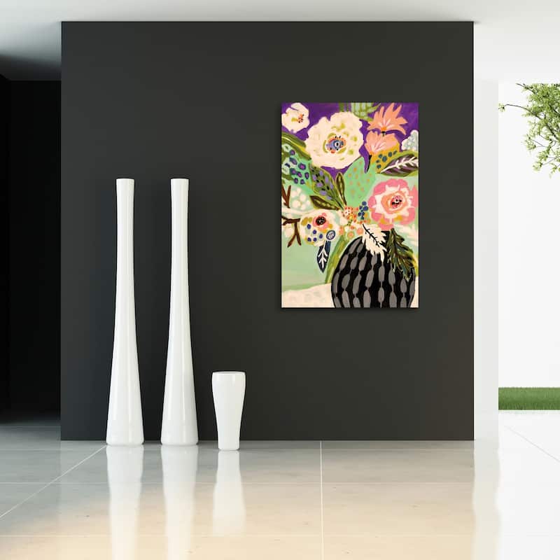 Empire Art"Fresh Flowers in Vase I" Frameless Tempered Glass Wall Art