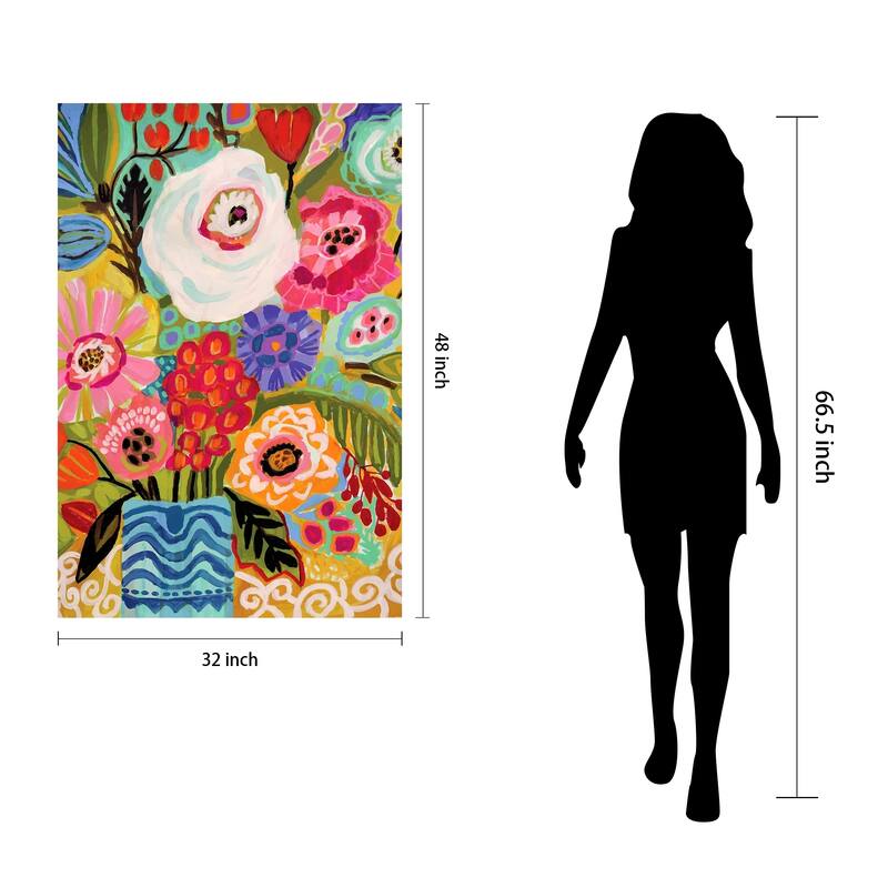 Empire Art"Fresh Flowers in Vase I" Frameless Tempered Glass Wall Art