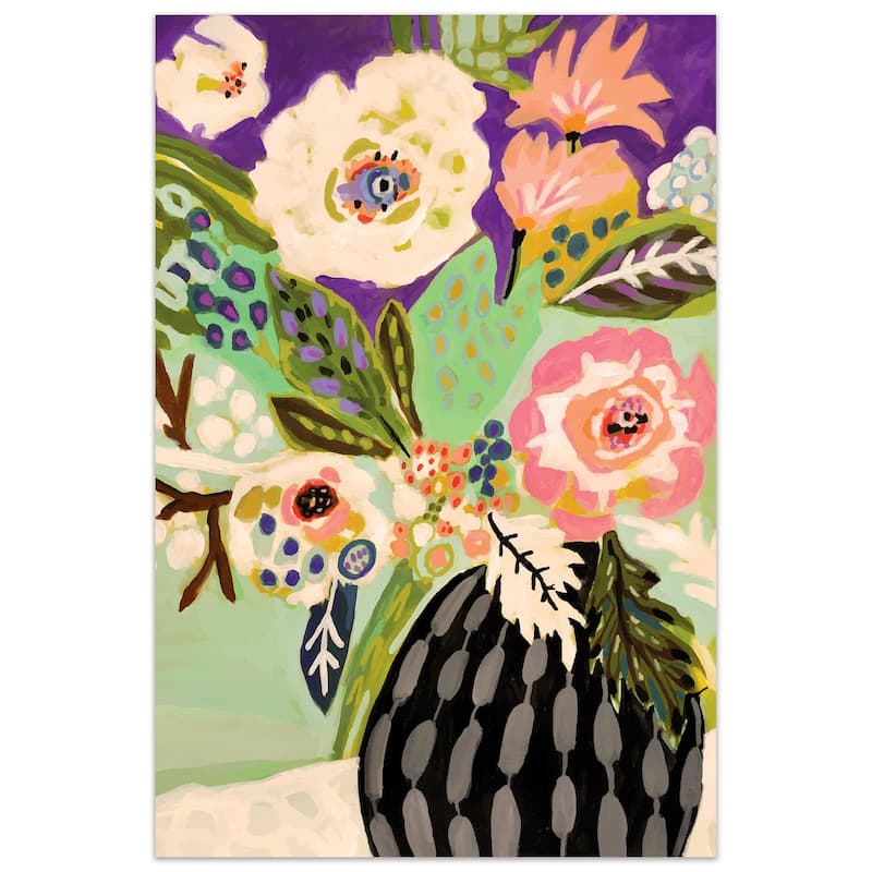 Empire Art"Fresh Flowers in Vase I" Frameless Tempered Glass Wall Art