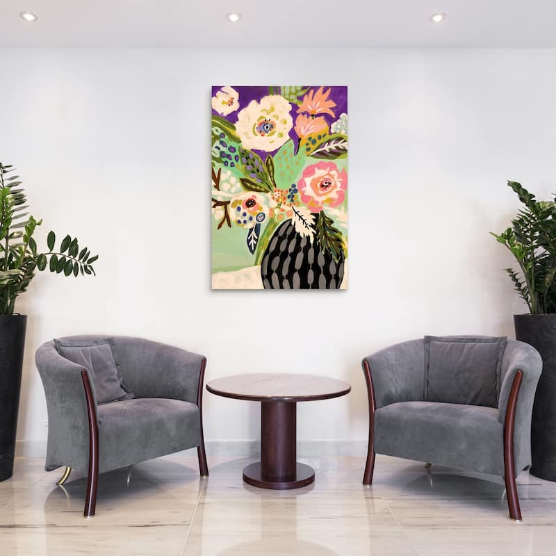 Empire Art"Fresh Flowers in Vase I" Frameless Tempered Glass Wall Art