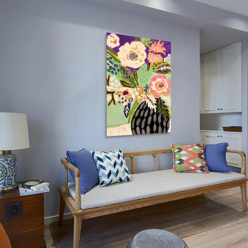 Empire Art"Fresh Flowers in Vase I" Frameless Tempered Glass Wall Art