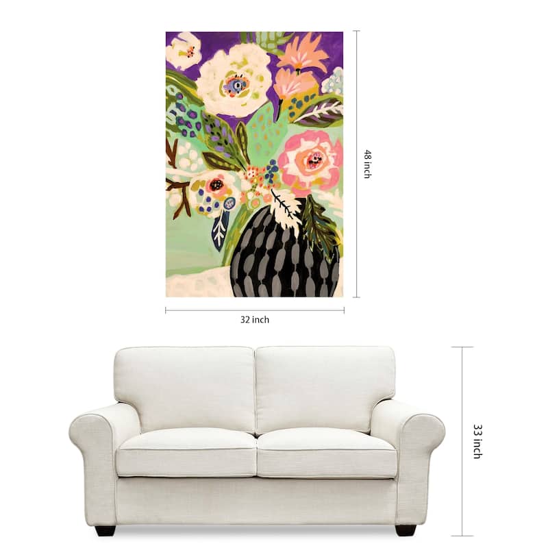 Empire Art"Fresh Flowers in Vase I" Frameless Tempered Glass Wall Art