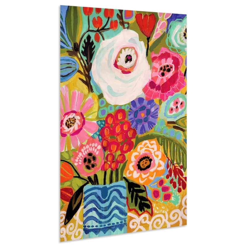 Empire Art"Fresh Flowers in Vase I" Frameless Tempered Glass Wall Art