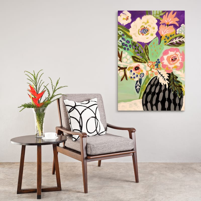 Empire Art"Fresh Flowers in Vase I" Frameless Tempered Glass Wall Art