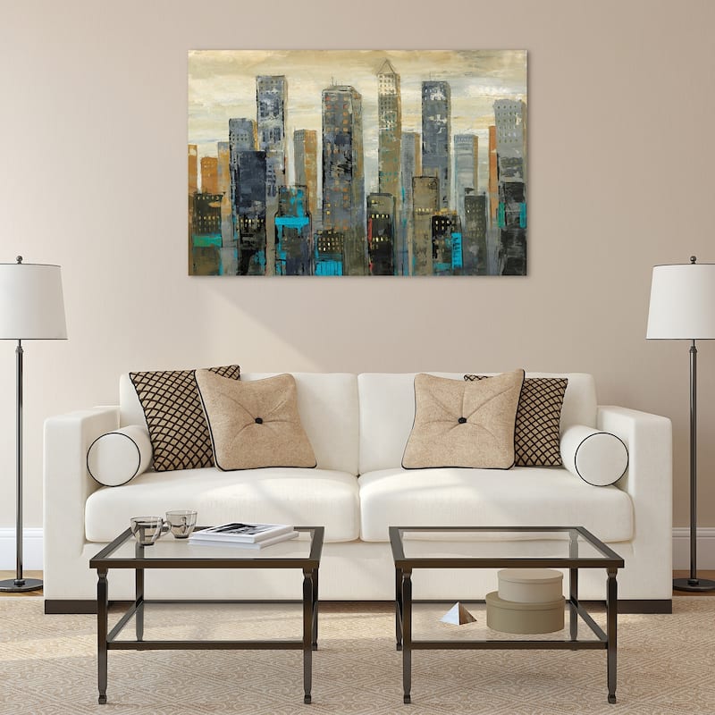 "Urban Lights" Graphic Wall Art on Free Floating Tempered Glass Panel