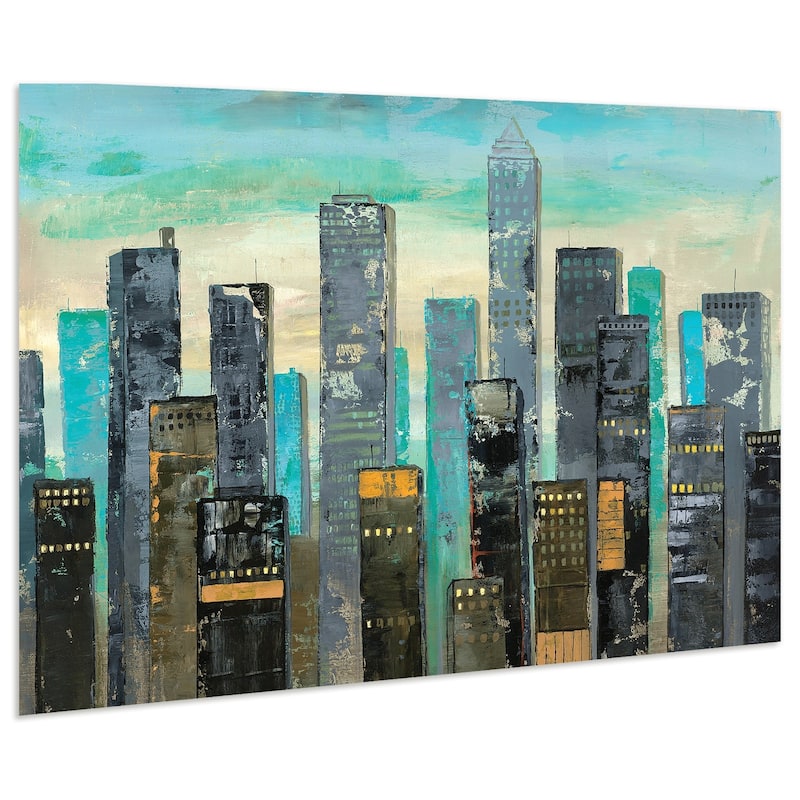 "Urban Lights" Graphic Wall Art on Free Floating Tempered Glass Panel