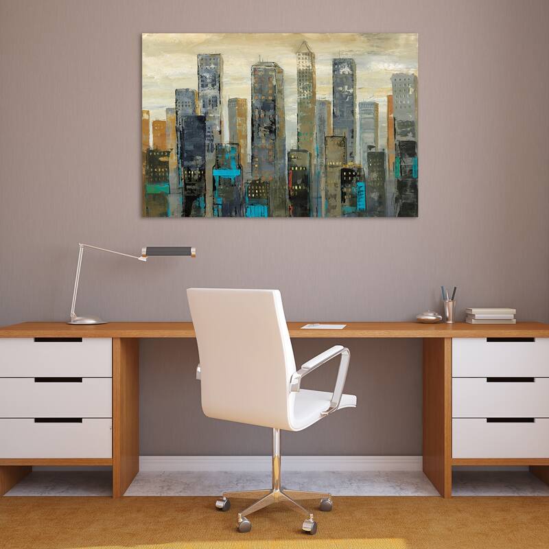 "Urban Lights" Graphic Wall Art on Free Floating Tempered Glass Panel