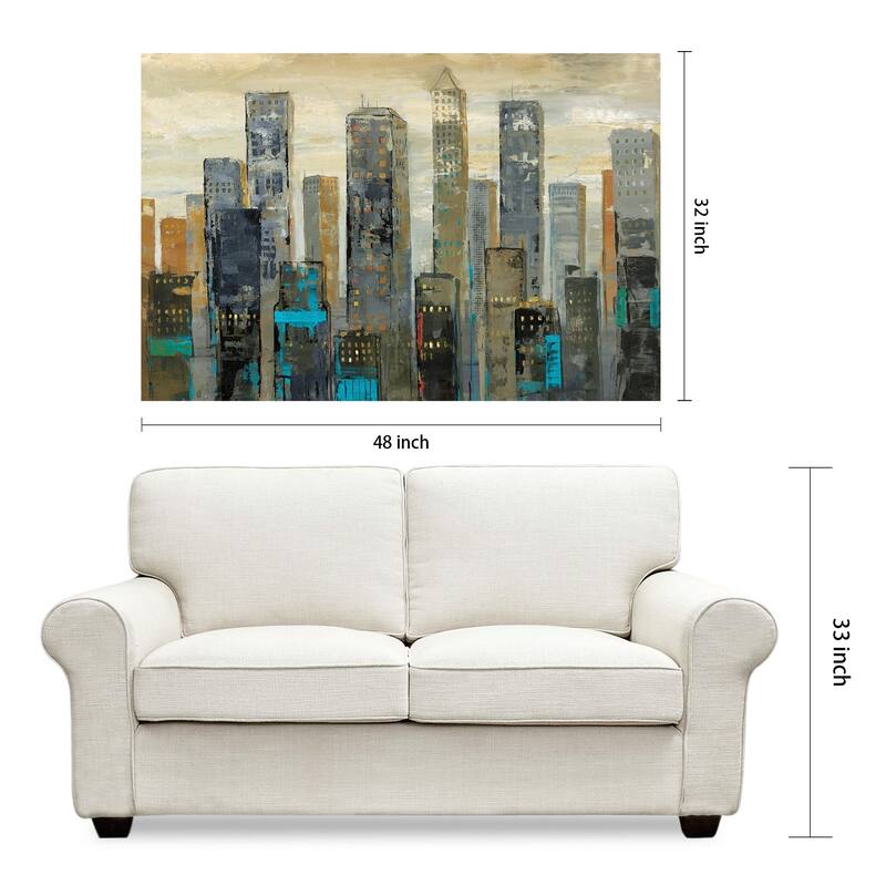 "Urban Lights" Graphic Wall Art on Free Floating Tempered Glass Panel
